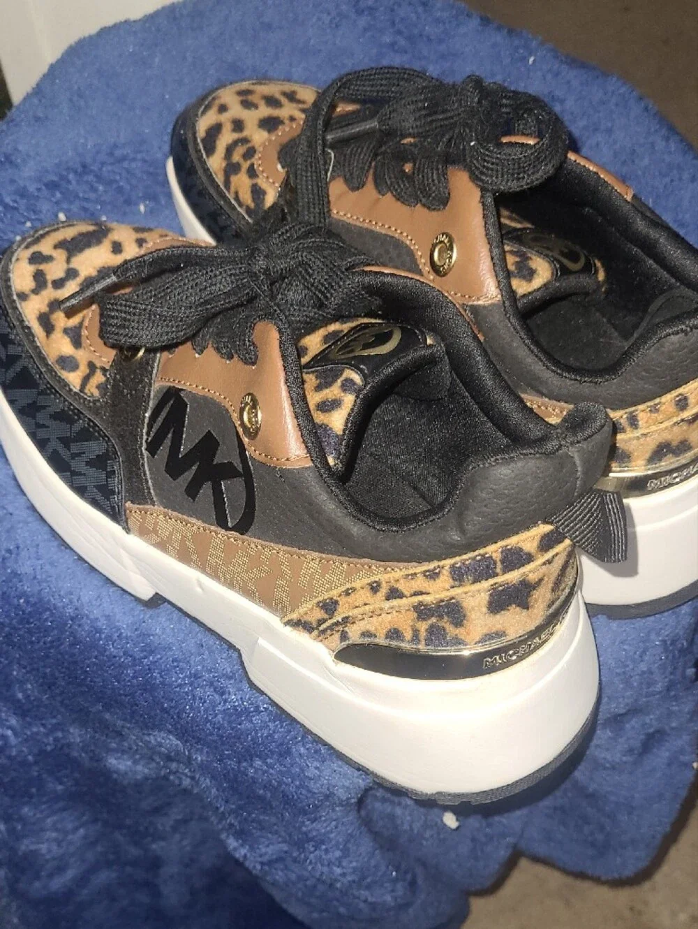Michael Kors Kids Leopard Print Platform Sneakers - Black, Brown  Girls Size 2